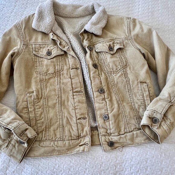 John Galt California - Tan Corduroy - Sherpa Lined - Jacket - Size Small - Picture 4 of 11
